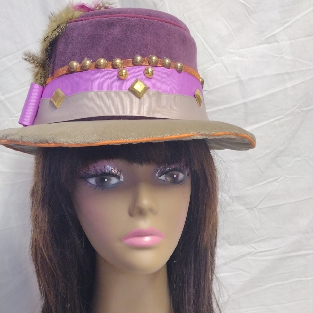 Purple and Tan Women's Fashion Hat